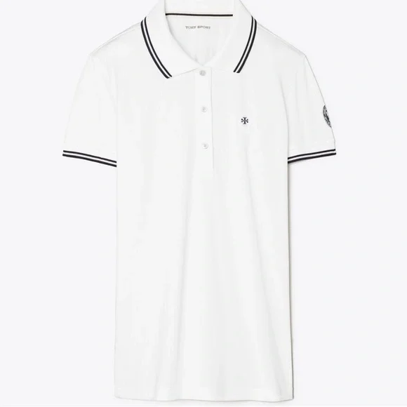 TORY BURCH TECH PIQUÉ POLO Billie Jean King Collection XS - Picture 8 of 9